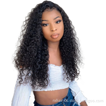 ISEE Best Hair Cheap Long Women Half 30 40 Inch, Double Drawn Raw Vigin Indian Deep Wave Hair, Human 360 Frontal Wig Lace